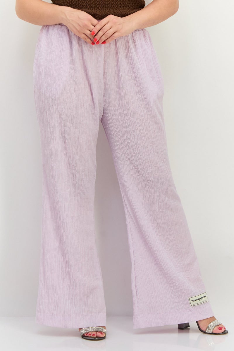 The Giving Movement Women Regular Fit Textured Palazzo Pants, Lilac - Image 1