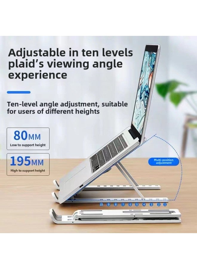 Notebook Computer Stand Ten-gear Fully Compatible Plastic Heightening Support Rack N3 Heat Dissipation Storage Rack Can Be Lifted And Folded-Color:Large Ten-gear Notebook Bracket ]  - Image 5