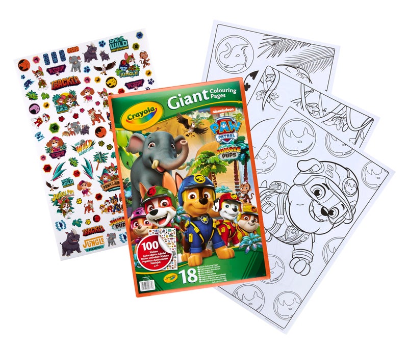 Crayola -  Giant Colouring Book - Paw Patrol Jungle Pups | 18 Pages of Paw Patrol Colouring Fun | includes 100 Stickers | Ideal for Kids Aged 3+ - Image 3
