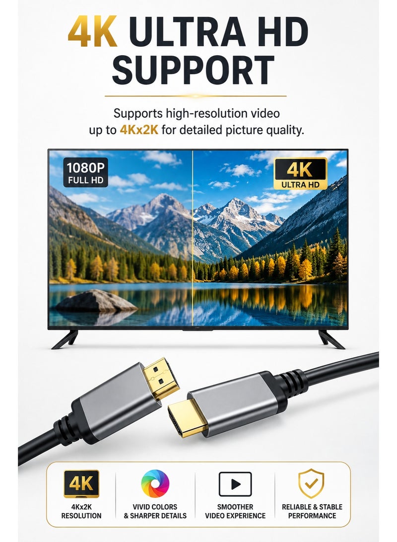 برايت كابل HDMI عالي السرعة بدقة 4K بطول 3 أمتار - يدعم معدل تحديث 60 هرتز | HDR | ARC | نطاق ترددي 18 جيجابت في الثانية | قناة إرجاع الصوت | إيثرنت - Image 5