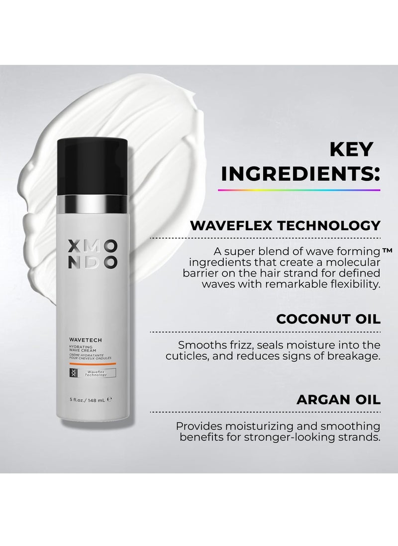 XMONDO XMONDO Hair Wavetech Hydrating Wave Cream - Vegan Formula with Coconut & Argan Oil for Breakage Protection and Hair Hydration, 5 Fl Oz 1-Pack  - Image 3