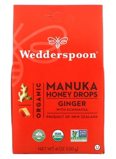 Wedderspoon Organic Manuka Honey Drops Ginger with Echinacea 120 g  - Image 1
