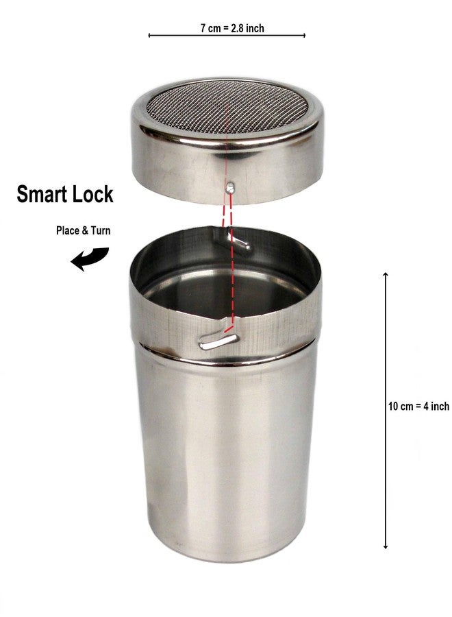 Tredoni 12oz Stainless Steel Powder Duster Dispenser+Lid, Smart Cap-Lock, 350ml Icing Sugar/Flour/Cinnamon/Cocoa Duster Dredger Shaker - Image 3