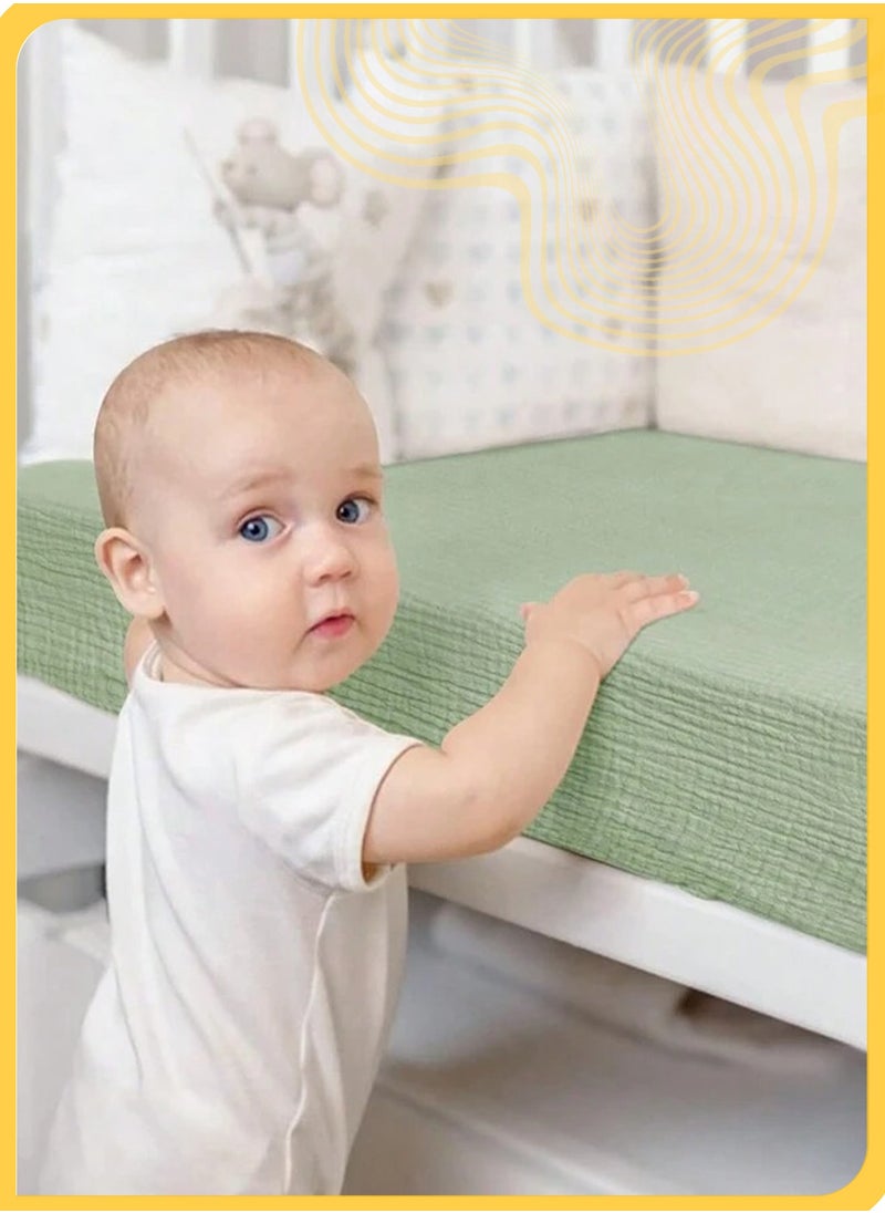 She&Little Baby Bassinet Sheets, 100% Soft & Breathable Cotton, Fits Rectangle/Round/Oval/Hourglass Mattresses, Deep Pocket Design, Easy to Wash & Durable, Perfect for Newborns, Suitable for Summer & Winter （Green)  - Image 2