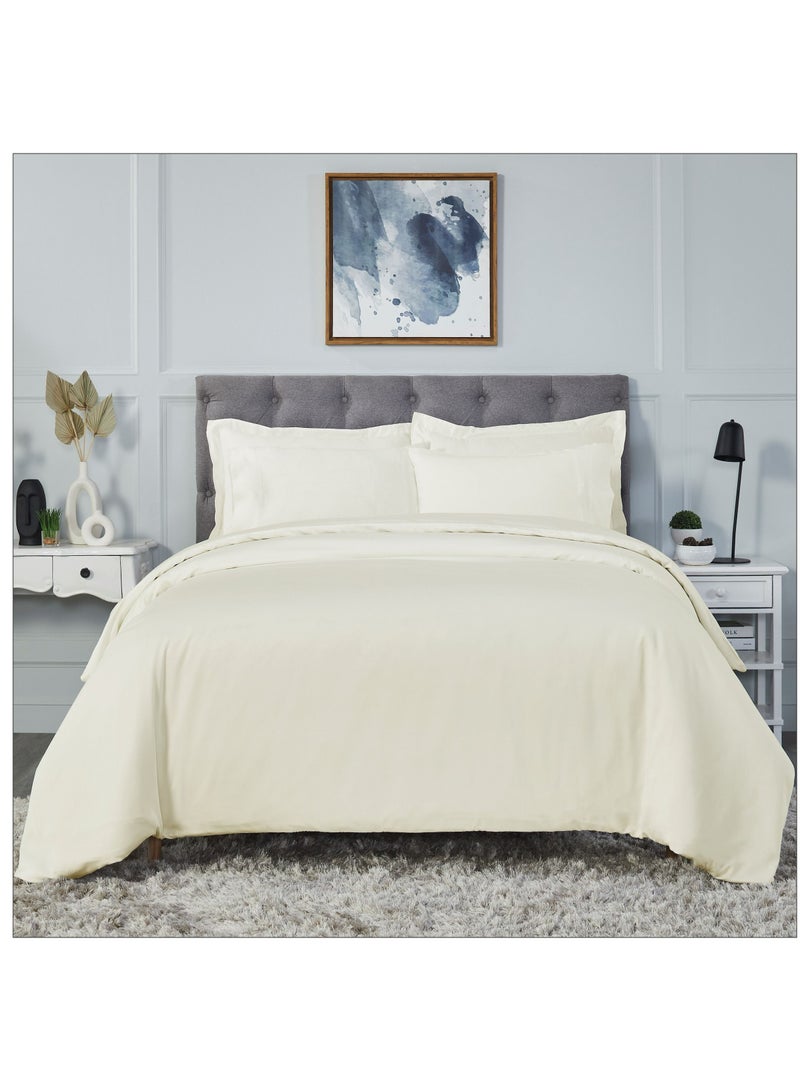 Donetella Comforter Set 7-Pieces Double Size Hotel Style All Season Cotton Rich Bedding Set With Removable Cover And Down Alternative Filling, Cream  - Image 1