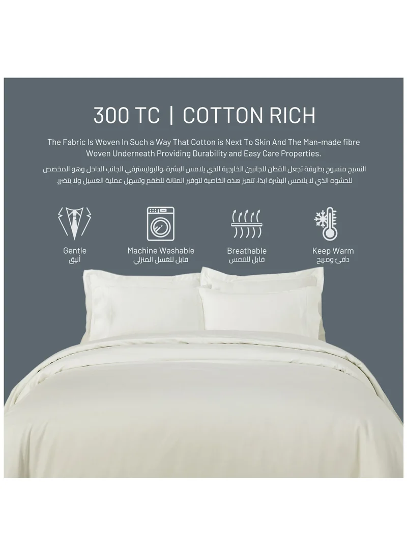 Donetella Comforter Set 7-Pieces Double Size Hotel Style All Season Cotton Rich Bedding Set With Removable Cover And Down Alternative Filling, Cream