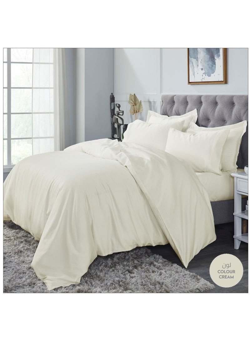 Donetella Comforter Set 7-Pieces Double Size Hotel Style All Season Cotton Rich Bedding Set With Removable Cover And Down Alternative Filling, Cream  - Image 2