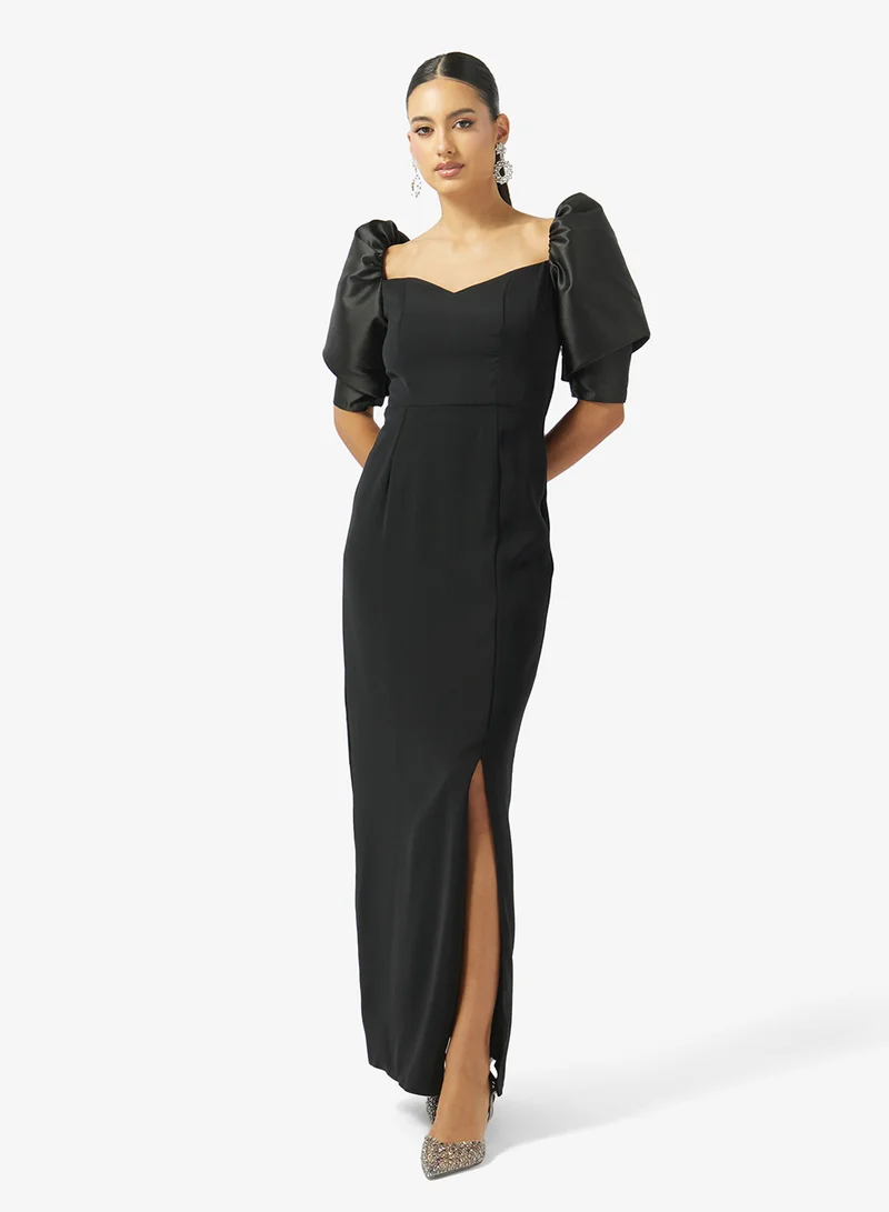 Iyra Puff Sleeve Sweetheart Neck Dress
