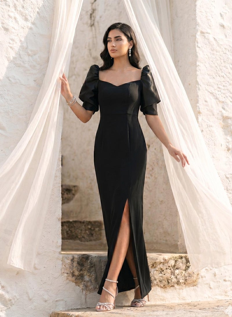 Iyra Puff Sleeve Sweetheart Neck Dress - Image 1