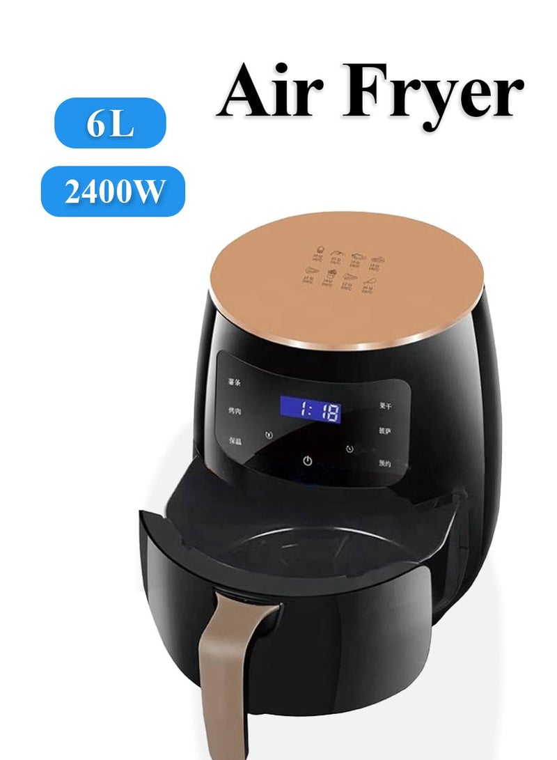 Air Fryer, 4-in-1 Pro Air Fry, Roast, Reheat, Dehydrate ,60 Mins Timer, Oil-free Cooking Fry, Non-Stick Basket, Overheat protection, Cool touch handle, 6L ,2400W, Black - Image 1