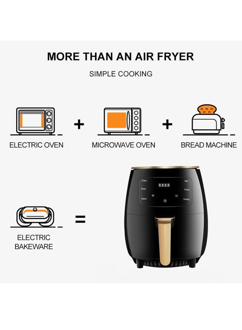 Air Fryer, 4-in-1 Pro Air Fry, Roast, Reheat, Dehydrate ,60 Mins Timer, Oil-free Cooking Fry, Non-Stick Basket, Overheat protection, Cool touch handle, 6L ,2400W, Black - Image 3