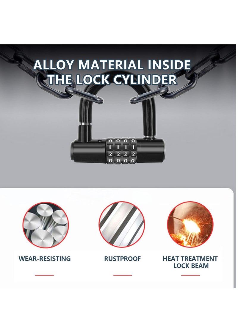 SYOSI Bike Lock, Heavy Duty Outdoor Waterproof Lock with Resettable Code, Digit Combination Padlock, 4 Digit Code Lock Anti Theft for Gates, Mountain Bike, Scooter Gym, School, Shed Lockers  - Image 5