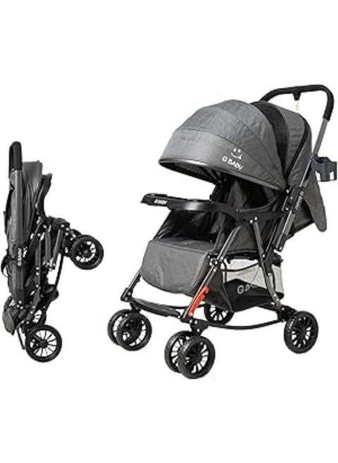 G Baby (G22) stroller baby/Kids Travel Stroller Reversible Handle, LIGHTWEIGHT, COMPACT DESIGN,Mosquito Net,Advanced Stroller with Rocker_Grey