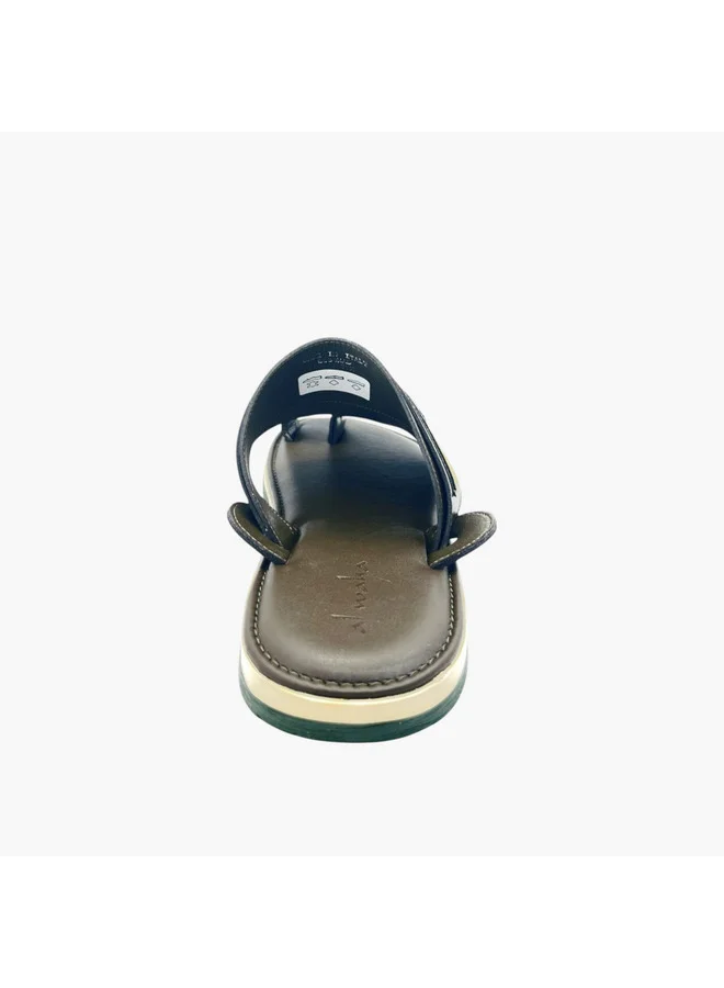 Al Waha Men's Embroidered Slip-On Arabic Sandals with Toe Loop