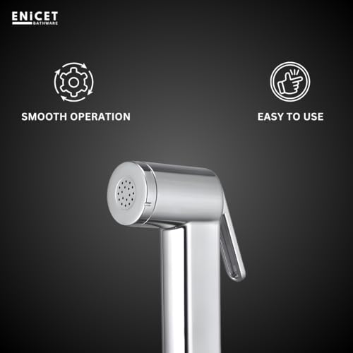 ENICET ABS Health Faucet Gun for Toilet, Chrome Finish, Without Hose, Splash Free Design, Smooth Lever, Jet Spray, Bidet Spray for Toilet, Bathroom Accessories (HELFO Gun) - Image 4