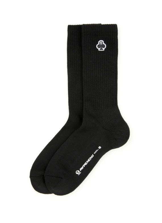 AAPE AAPENOW clover moonface logo crew socks