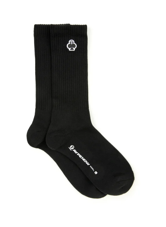AAPE AAPENOW clover moonface logo crew socks