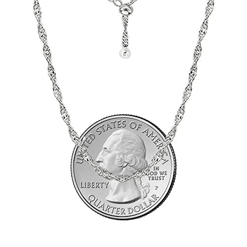 Savlano 925 Sterling Silver Italian Solid 1.5MM Singapore Twist Adjustable Bolo 14-24 Inch Chain Necklace For Women - Made in Italy Comes With a Gift Box (White) - Image 3