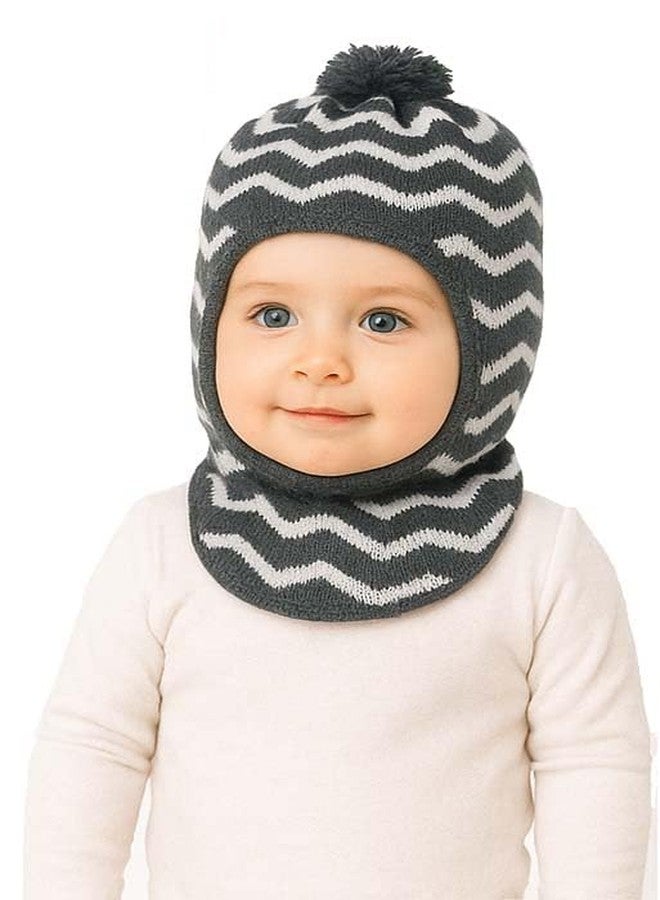 MIKONIKO Woolen Monkey Beanie Cap for Babies - Soft & Warm Winter Cap for Baby Boys & Girls Black (1-2 Years) - Image 1