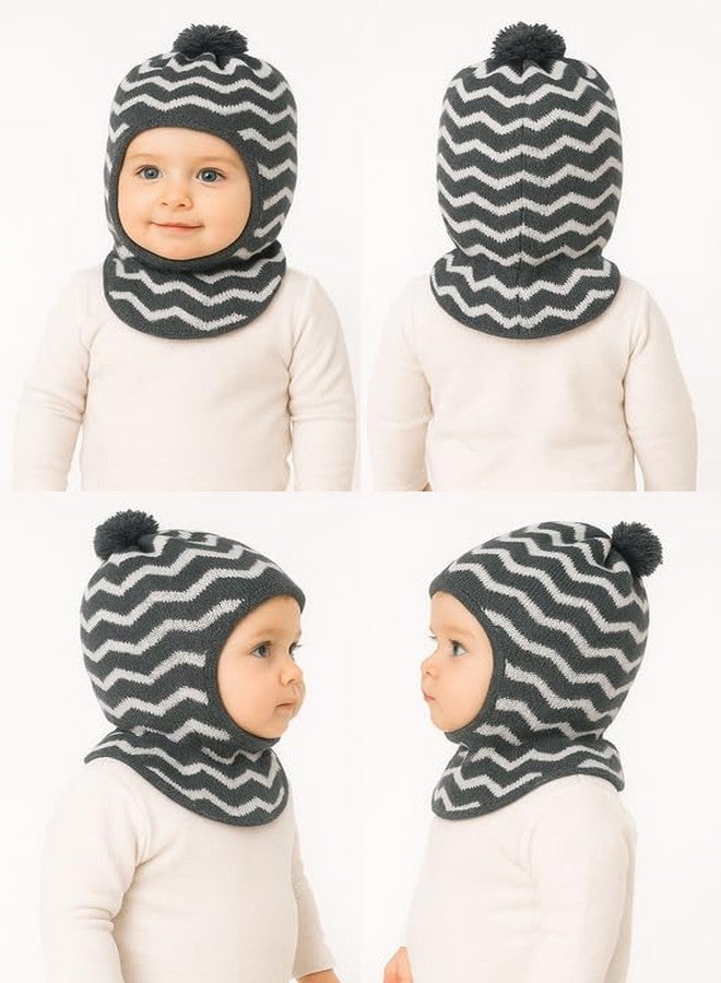 MIKONIKO Woolen Monkey Beanie Cap for Babies - Soft & Warm Winter Cap for Baby Boys & Girls Black (1-2 Years) - Image 5