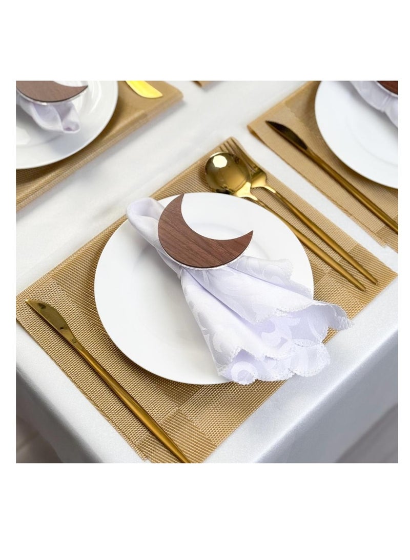 Story Of Candle Ramadan, 6 napkin and tablecloth holders bearing the Ramadan crescent, Brown - Image 2