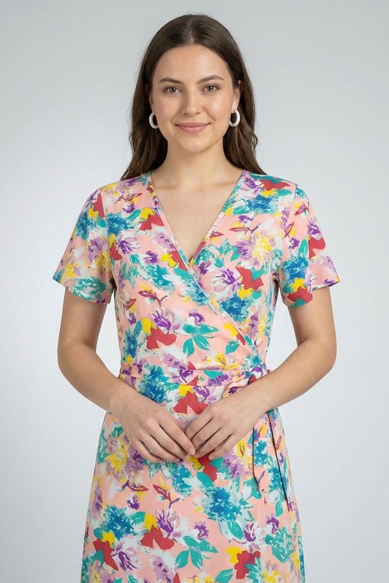 Willow & Whistle Women Floral Print Wrap Dress, Multicolor - Image 2