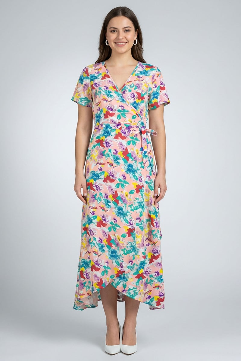 Willow & Whistle Women Floral Print Wrap Dress, Multicolor - Image 1