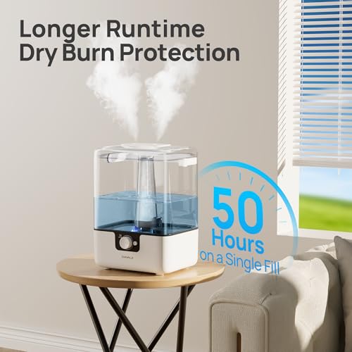 CHIVALZ Humidifiers for Bedroom Large Room, 6L Cool Mist Top Fill Humidifier with Essential Oil Diffuser, 26dB Quiet Ultrasonic Humidifier for Baby Nursery Plants, 50H Runtime Night Light 1 Pack White - Image 5