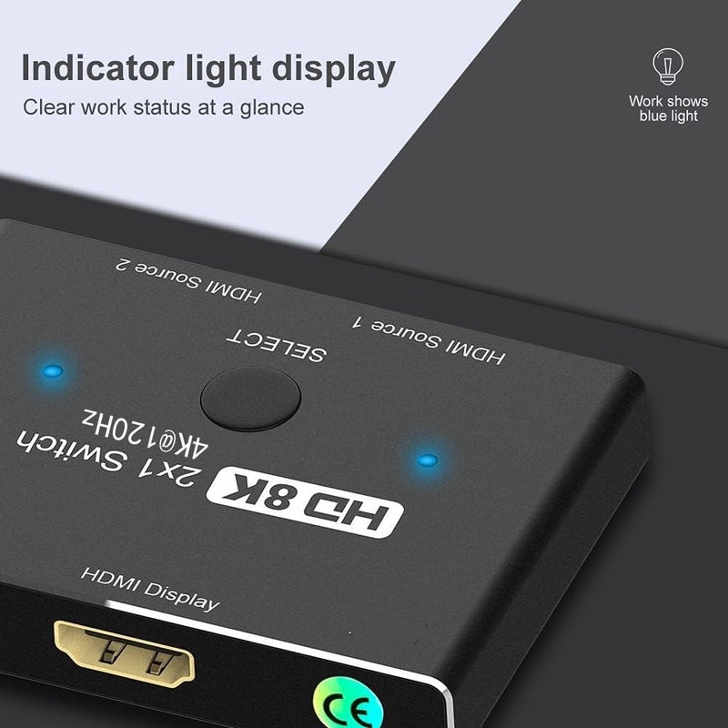 CABLEDECONN HDMI 2.1 Ultra HD 8K High Speed 48Gbps Directional Switch Adapter 2in 1out 8K@60Hz 4K@120Hz Converter Compatible with XBOX PS5 Projectors Monitors - Image 5