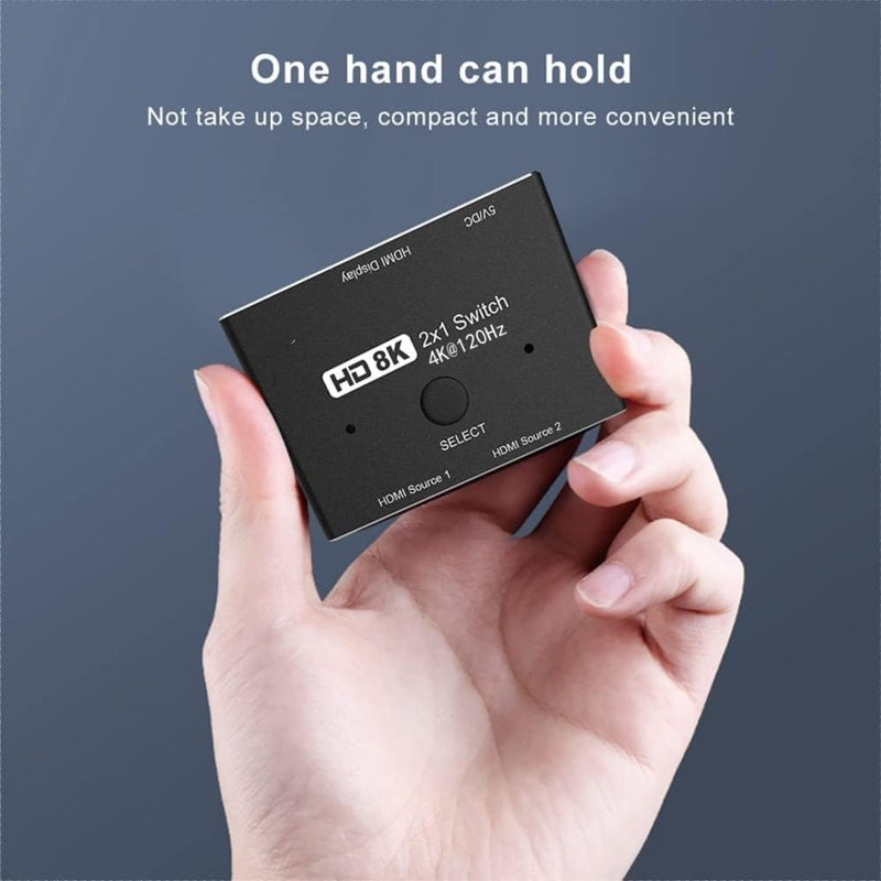 CABLEDECONN HDMI 2.1 Ultra HD 8K High Speed 48Gbps Directional Switch Adapter 2in 1out 8K@60Hz 4K@120Hz Converter Compatible with XBOX PS5 Projectors Monitors - Image 3