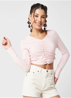 Ginger Ruched Detail Long Sleeves Top  - Image 1