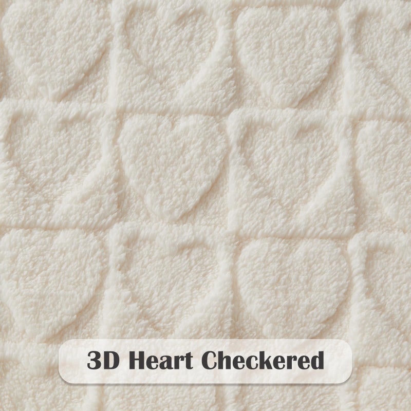 NEWCOSPLAY Super Soft Twin Blanket Off White Love Premium Silky Flannel Fleece 3D Heart Checkered Lightweight Bed Blanket All Season Use (Off White Love  Twin(60""x80"")) - Image 5