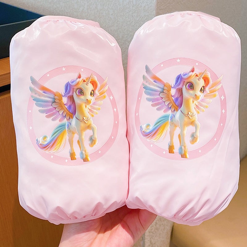 Cute Cartoon Kids Waterproof Sleeve Covers 5#Pink star ring unicorn [2 pack]