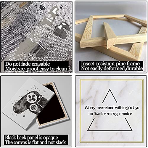 AKOTAC Framed Gaming Room Decor Video Game Themed Wall Art Canvas Framed Black and White Posters Prints Paintings Pictures for Kids Teen Art Gamer Print Poster Boys Decoration Playroom Boy Bedroom Home… - Image 4