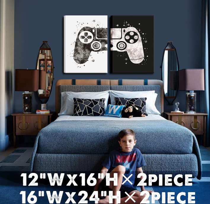AKOTAC Framed Gaming Room Decor Video Game Themed Wall Art Canvas Framed Black and White Posters Prints Paintings Pictures for Kids Teen Art Gamer Print Poster Boys Decoration Playroom Boy Bedroom Home… - Image 2