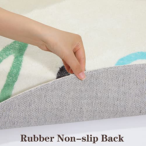 Topotdor Rainbow Round Kids Play Rug Alphabet Nursery Area Rug Extra Large Soft Crawling Play Mat for Children Toddlers Bedroom (71 inch, Multi Color) - Image 4