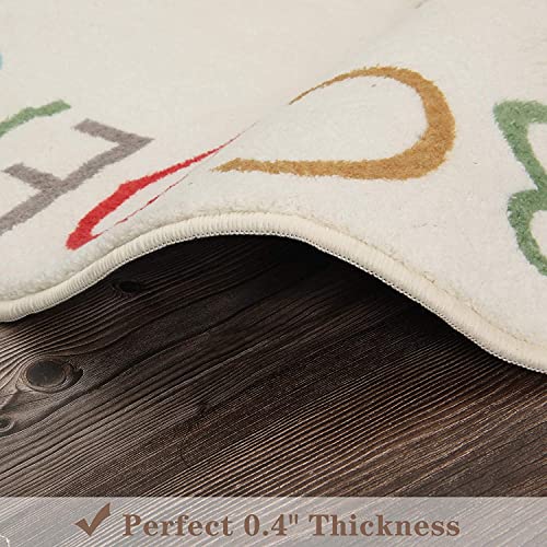 Topotdor Rainbow Round Kids Play Rug Alphabet Nursery Area Rug Extra Large Soft Crawling Play Mat for Children Toddlers Bedroom (71 inch, Multi Color) - Image 3