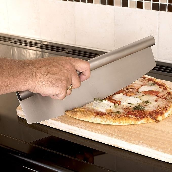 DERIKO Pizza Cutter Large Japanese Grade Sharp Stainless Steel Rocking Pizza Knife Cutter Professional Nonstick Pizza Slicer for Kitchen and Commercial Use - Image 1