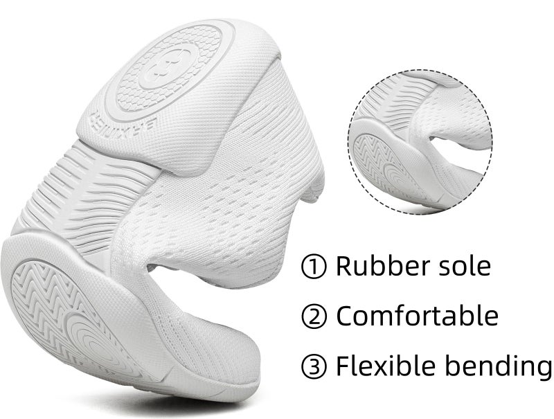 BAXINIER Girls White Cheerleading Shoes Lightweight Youth Cheer Competition Sneakers Kid Training Dance Tennis Shoes - White 11 Little Kid - Image 3