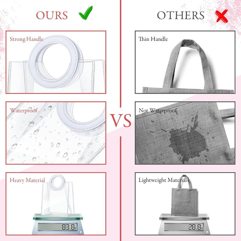 AIVER Clear Medium Gift Bags with White Round Handles Plastic Gift Wrap Bag Reusable Transparent PVC Tote Bag Valentine's Day Wedding Shopping Baby Shower Birthday 1-Count - Image 4