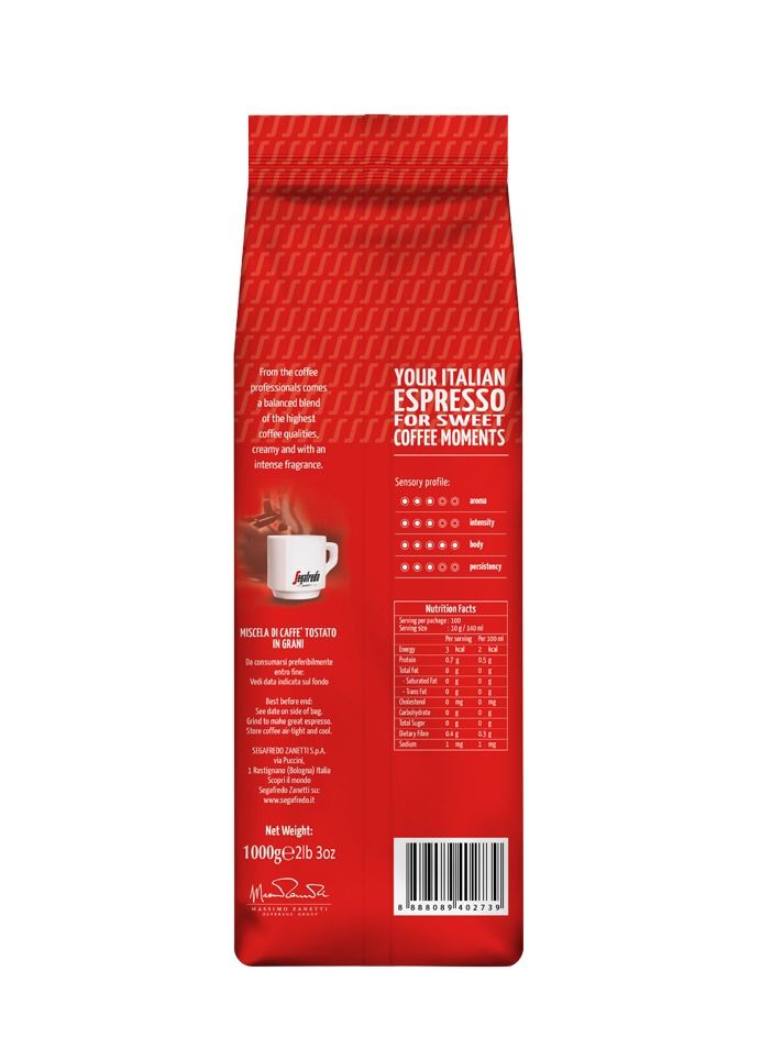 Segafredo Classico Napoli Italian Roast Coffee Beans 1000g - Image 2