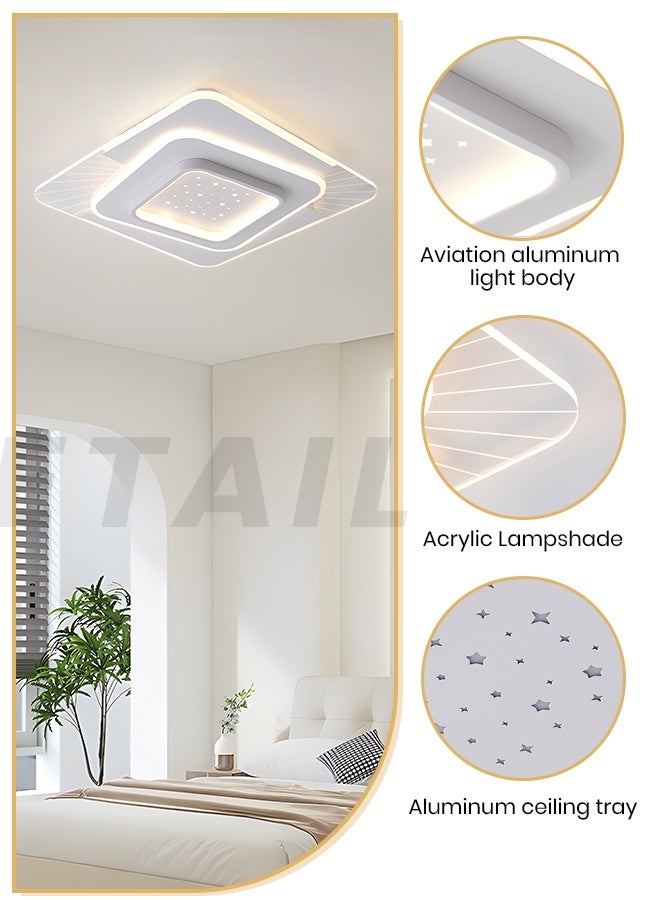 YATAI LIGHTING ضوء سقف LED مربع حديث، 100 واط، مصباح مدمج LED، ثلاثي الألوان مع تحكم بالزر لغرفة النوم، غرفة الطعام، القاعة، والدراسة، 48 سم - Image 4