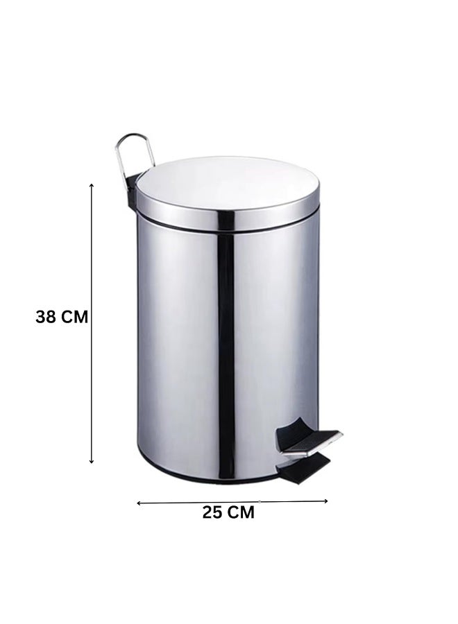 AKC 12L Premium stainless steel step trash can with removable bin, pedal operation, skid-resistant base, sleek finish, easy to clean, compact, space-saving, hygienic, versatile for kitchen, office, bathroom. - Image 2