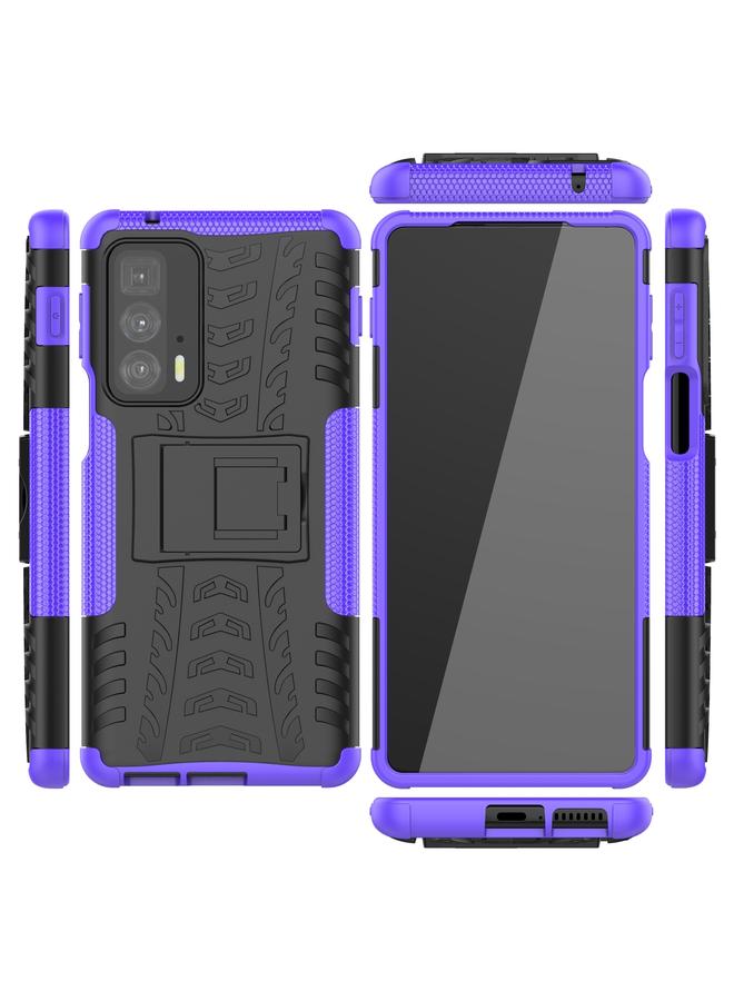 S-TOP Case For Motorola Edge 20 Pro Tire Texture Shockproof TPU+PC Protective Case with Holder - Image 4