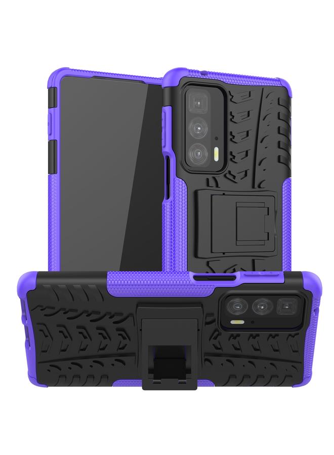 S-TOP Case For Motorola Edge 20 Pro Tire Texture Shockproof TPU+PC Protective Case with Holder - Image 1