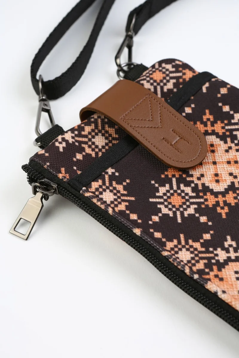 هامور Dough Women's Cross Strap Wallet with Phone Compartment Shoulder Bag Leather Cover Gold Lace