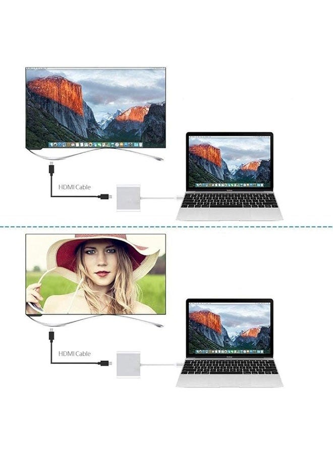 3 في 1 نوع C إلى محول HDTV محول 4K ، محول HDMI USB 3.0 PD سريع الشحن متعدد الموانئ لـ iPhone 15 16 17 سلسلة ، ماك بوك ، ماتبوك ، هواوي ، شياومي وسامسونج واجهة نوع C - Image 4