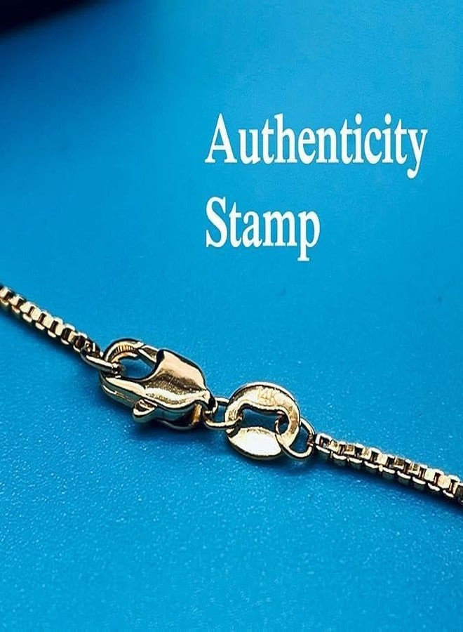 DIFINES 14k Real Yellow Gold Solid 0.65mm Box Link Chain Necklace with Lobster Claw Clasp, Ideal GIfts for Women or Men - 18" - Image 3