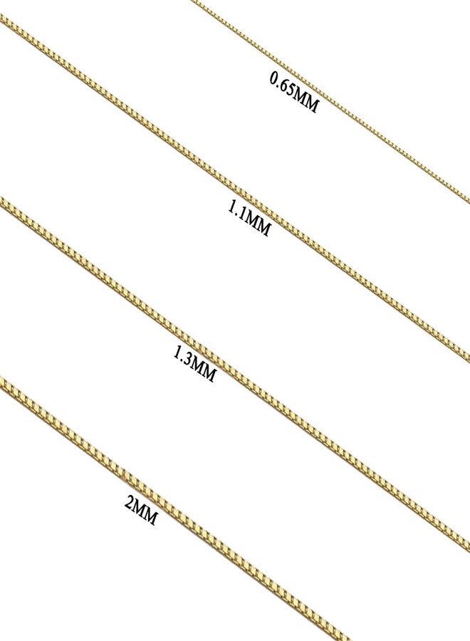 DIFINES 14k Real Yellow Gold Solid 0.65mm Box Link Chain Necklace with Lobster Claw Clasp, Ideal GIfts for Women or Men - 18" - Image 4