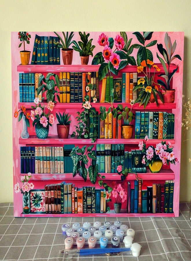 مجموعة أدوات الرسم بالأرقام بتصميم كتاب، مناسبة للمبتدئين من الكبار، لون وردي بوهيمي، مناسبة للرسم على قماش، ألوان زاهية لتزيين جدران المنزل، بدون إطار، مقاس 16 بوصة عرض × 20 بوصة ارتفاع - Image 1